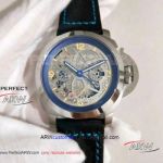 Perfect Replica Panerai Luminor Tourbillon GMT 47mm  Watch - PAM00767 316L Steel Case Tourbillon Dial Black Leather Strap 